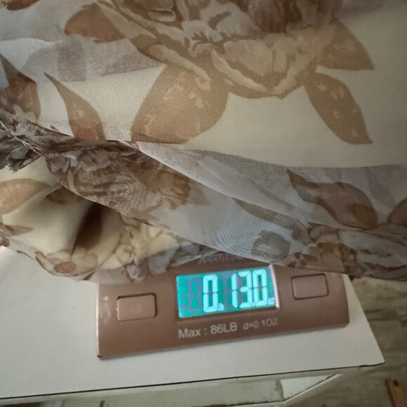 Joyfolie perla dress in neutral Floral Puff Sleeve Mini Beige & Brown Size Large - Picture 14 of 15